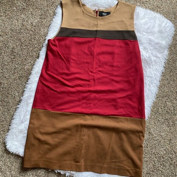MNG by Mango Dress Sleeveless Sheath Faux Suede Lined Viscose Blend Womens Sz 10 - Picture 1 of 10